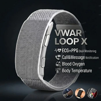 VWAR Loop X ECG Inteligentna Bransoletka Monitorująca Tętno i Ciśnienie Krwi, Wodoodporny Sportowy Tracker Fitness 2026 Nowy Bezekranowy Smartwatch Monitorujący Zdrowie