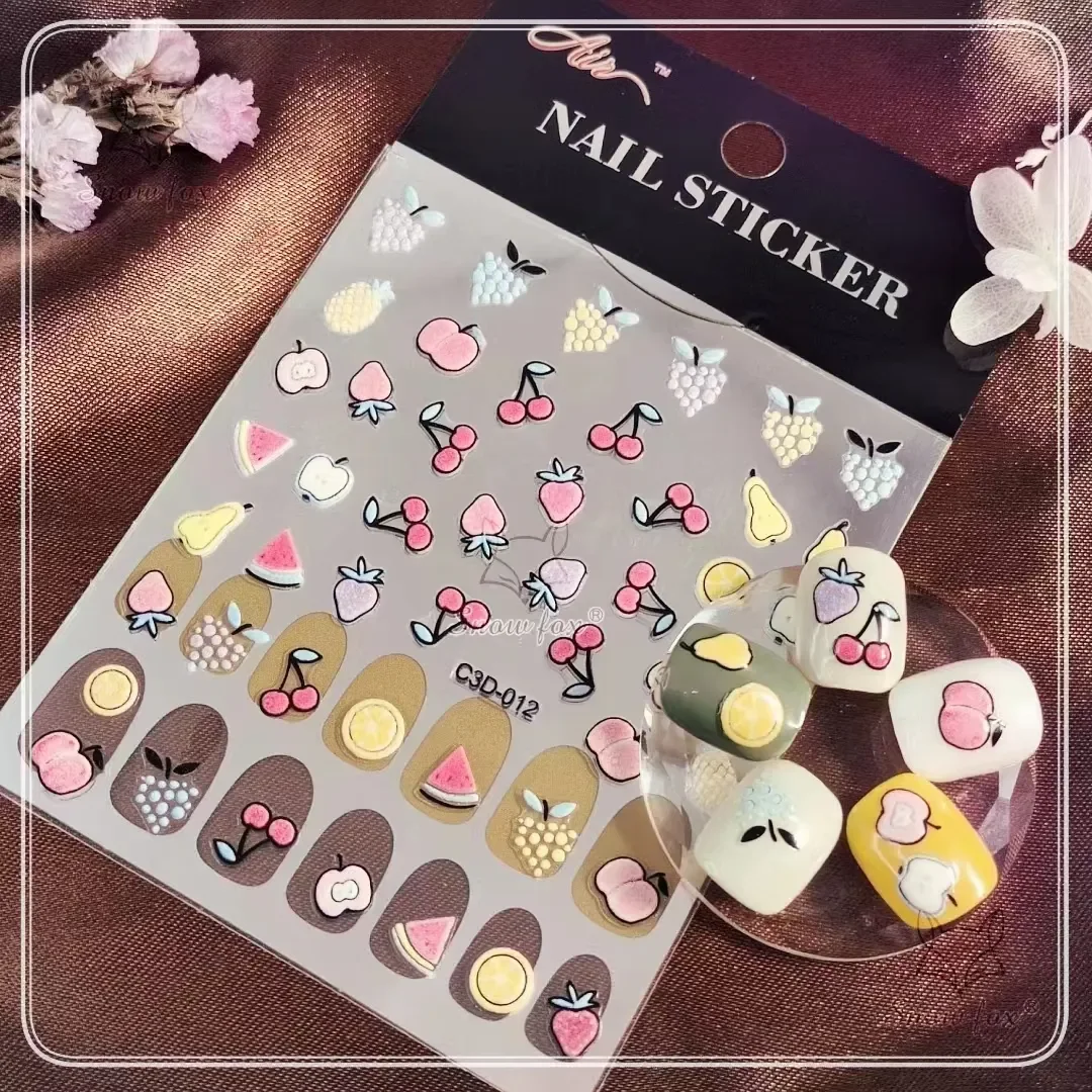 1PC Cute Cartoon Stickers Children's Favorite Nail Stickers Nail Art Stickers 3D Embossed Nail Stickers Christmas Nail Stickers