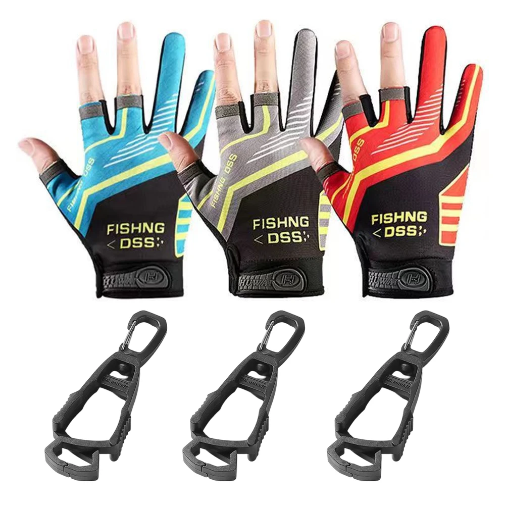 1 زوج قفازات الصيد مع كليب الرجال الخريف ثلاثة إصبع قطع الصيد الدراجات المضادة للانزلاق الحرير الجليد تنفس نصف اصبع قفازات #2