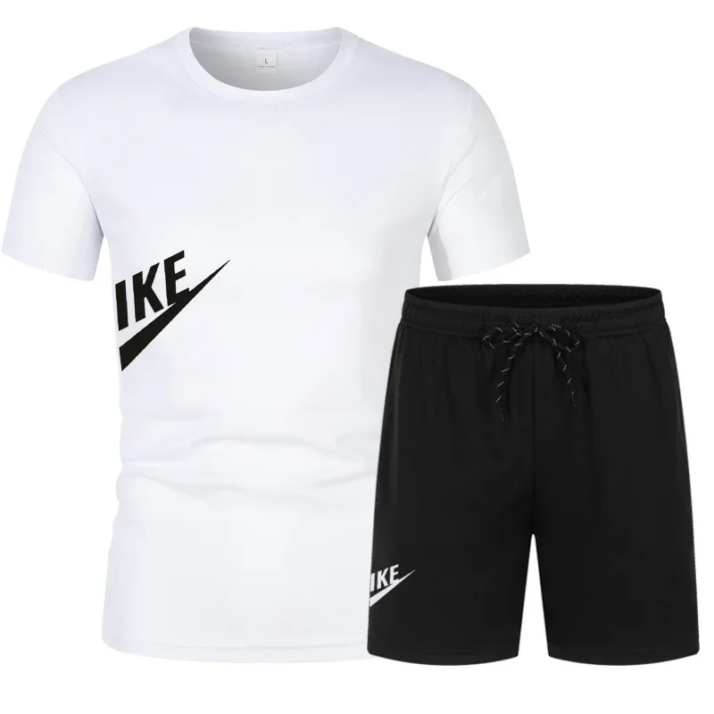 2025 Men's summer T-shirt and shorts set, men's breathable sportswear set, casual and fashionable short-sleeved T-shirt set
