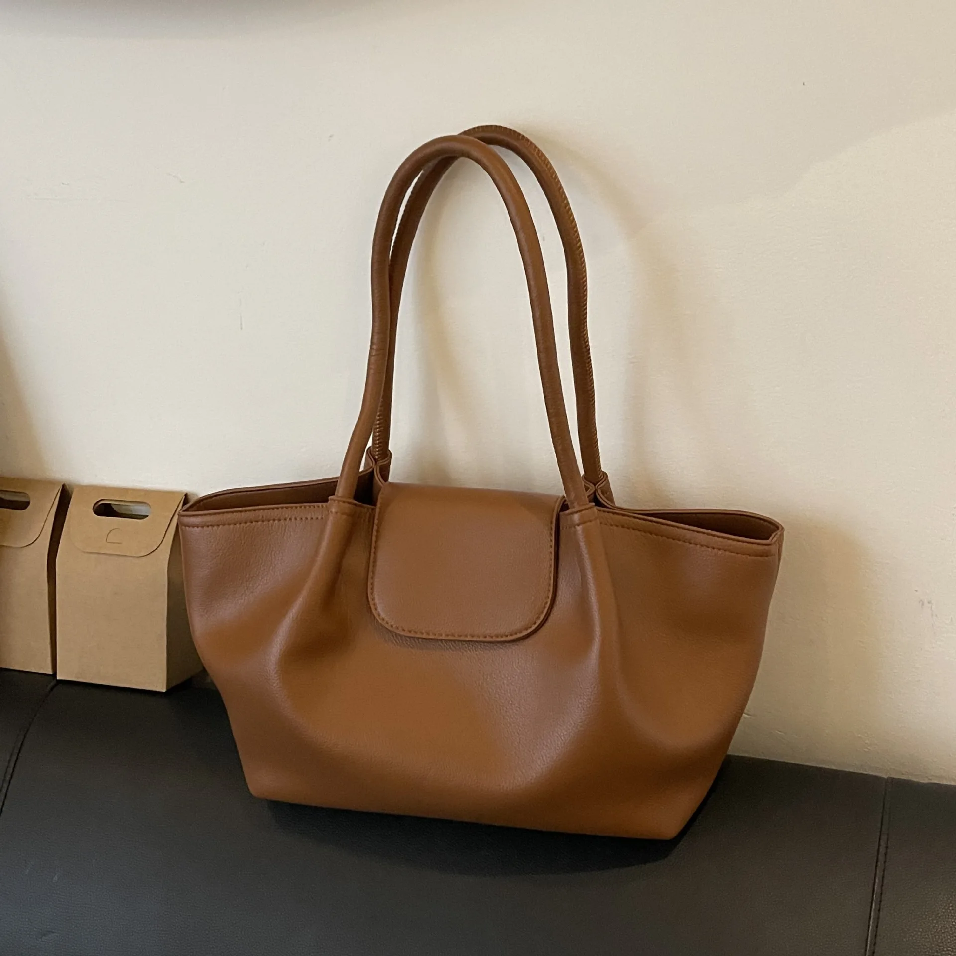 

Faionable Large Capaci Tote Bag Versatile Commuter Underarm Bag Sli Handbag Women's Bag Soft PU Double oulder Strap