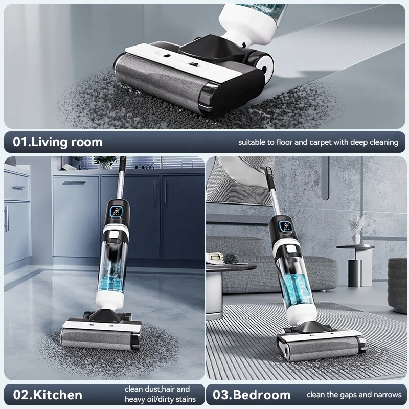 2024 IHomey Self-Cleaning Household Floor Washer Cordless Dry Wet Vacuum Cleaner Wet & Dry Floor Washer Strong Suction