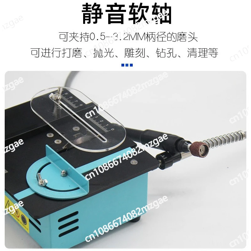 قاطع طاولة معدني صغير من الفلين الأكريليك بقدرة 96 وات، منشار طاولة صغير أزرق مصقول صغير لأعمال القطع الدقيقة