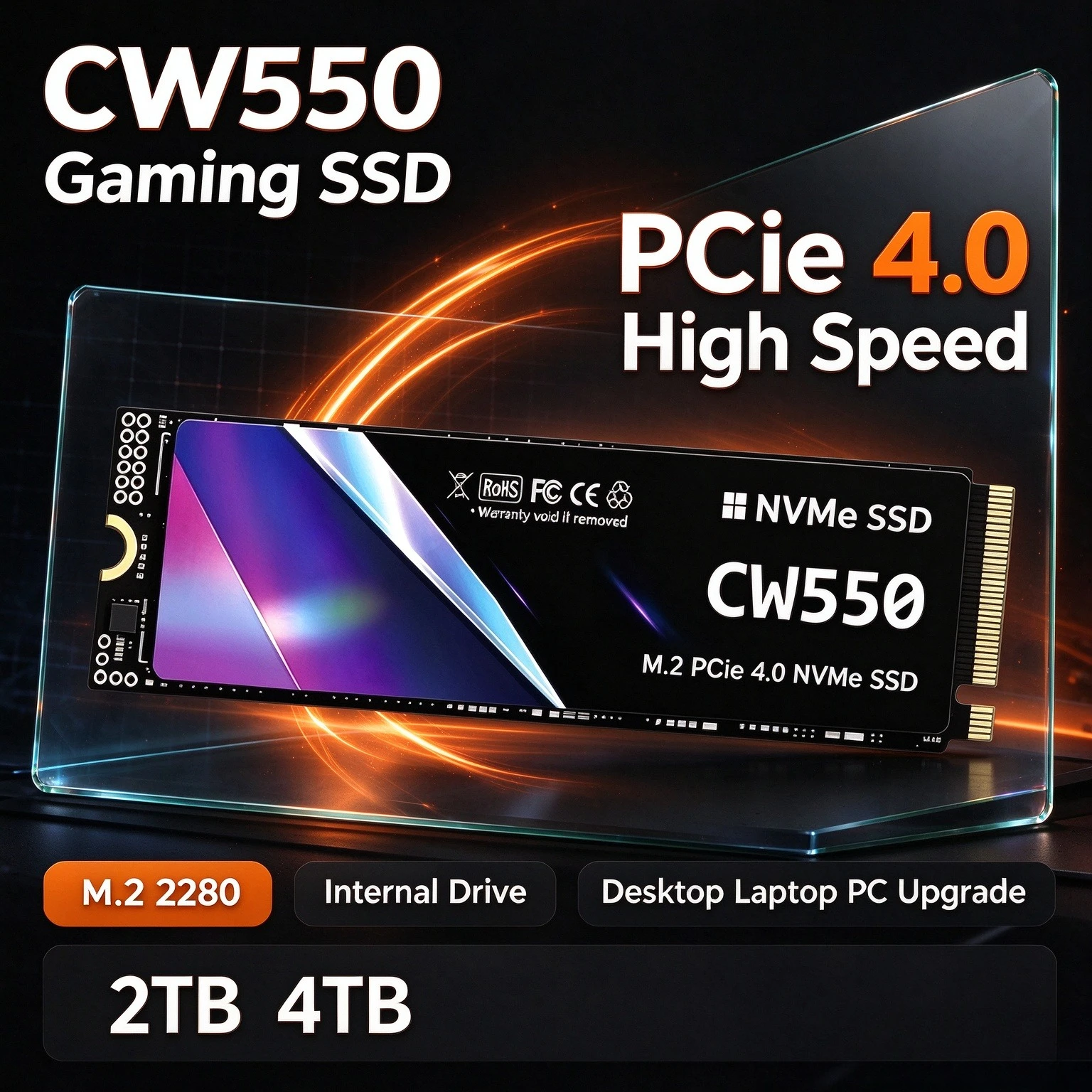 CW550 2TB 4TB NVMe M.2 2280 SSD High Speed Read Write Internal Solid State Drive for Desktop Laptop PC