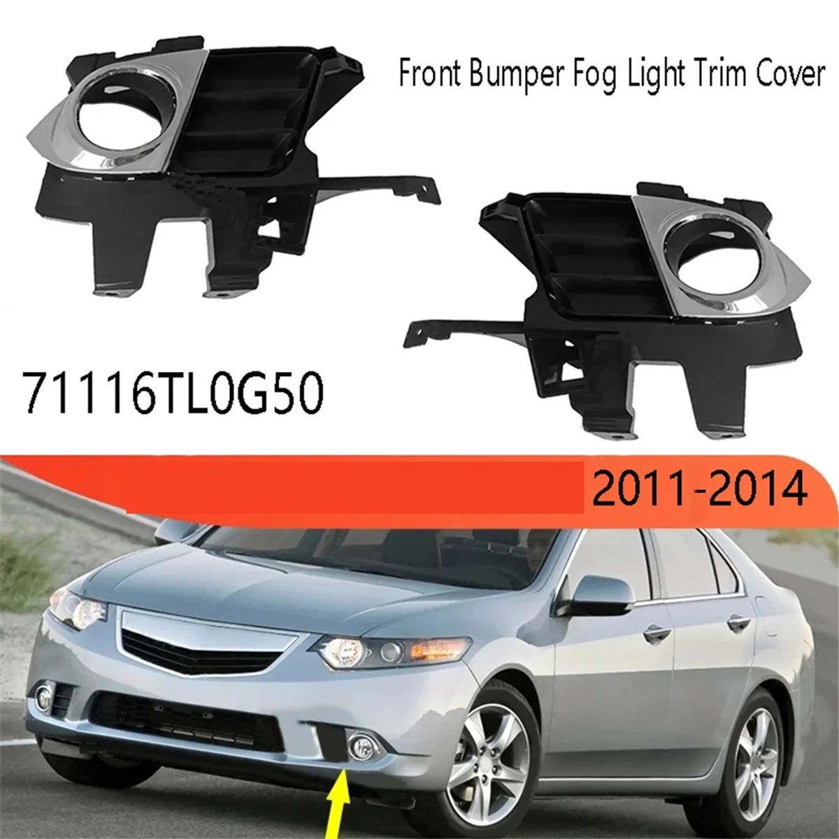 Car Left Front Bumper Fog Light Trim Cover Daytime Running Lights Grille Frame for Honda Acura TSX 2011-2014 71116TL0G50