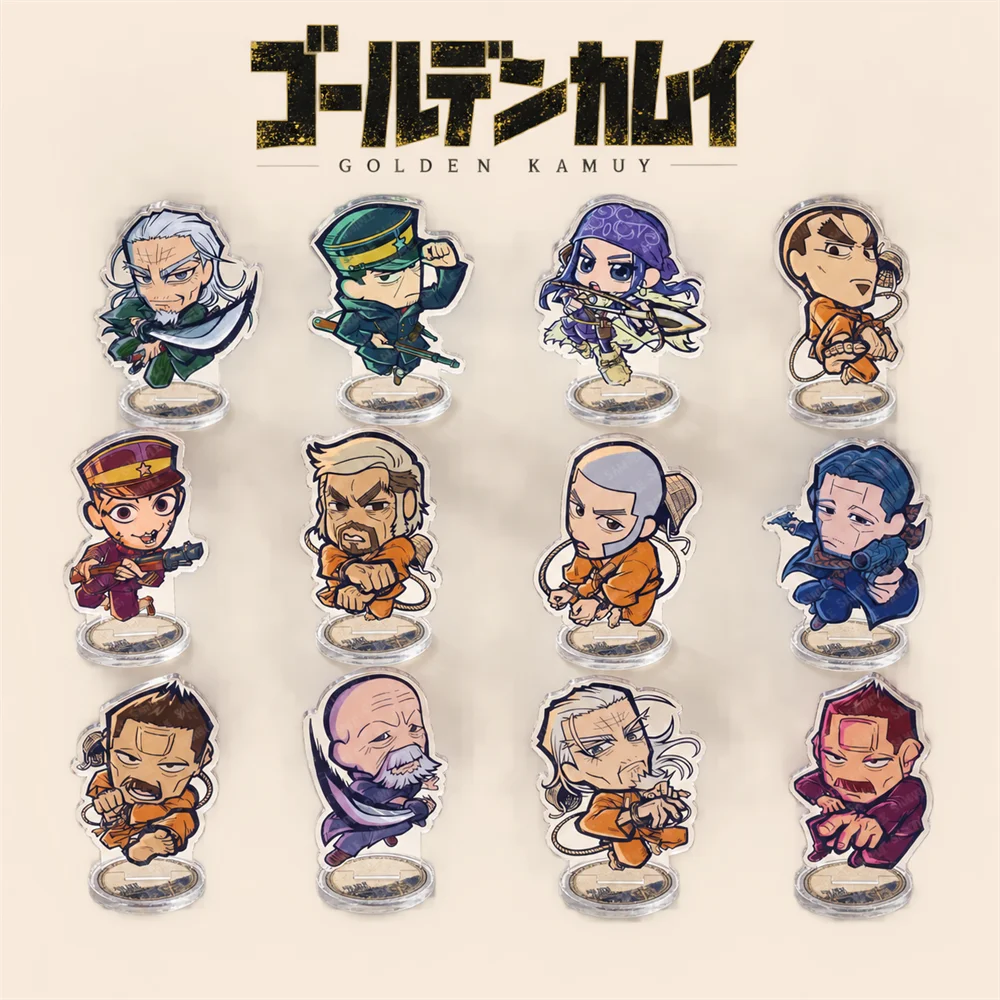 Golden Kamuy 10cm Cute Chibi Acrylic Stand Figures Keychain Anime Desktop Tabletop Ornament Otaku Fans Collectible Gift