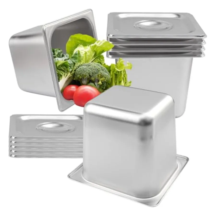 

Набор из 6 глубоких паровых тарелок из нержавеющей стали (6 дюймов, размер 1/6) для отелей, ресторанов, свадеб и вечеринок