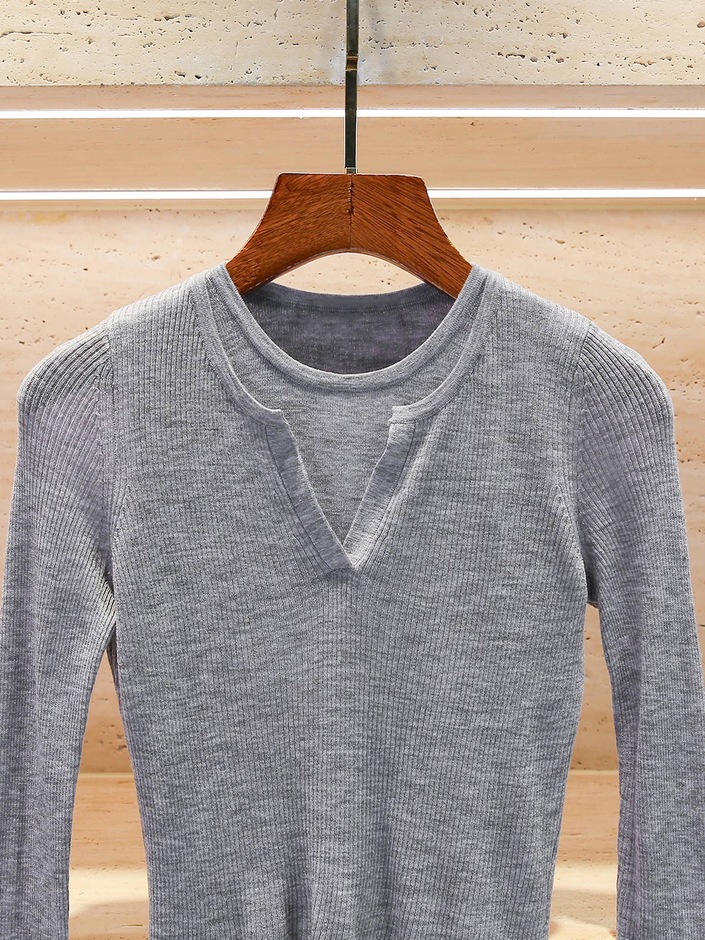 Slim Fit Casual Versátil Top de Malha Feminino Faion Outono Inverno Commute Sle Acolchoado redondo Ne Long Sve Respirável