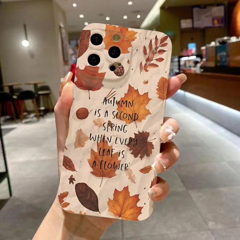 

Colorful Leaf Paint Soft Phone Case For Xiaomi Poco X7 X6 X5 X3 F5 F6 F7 M6 Pro White Shockproof Matte TPU Silicone Bumper Cover