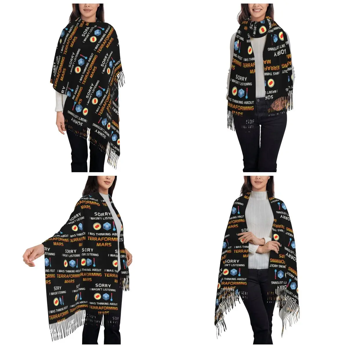 Focused Terraforming Mars Player Scarf Tassel Scarves for Women Soft Warm Shawls and Wraps Large Fall Winter Shawl Wrap