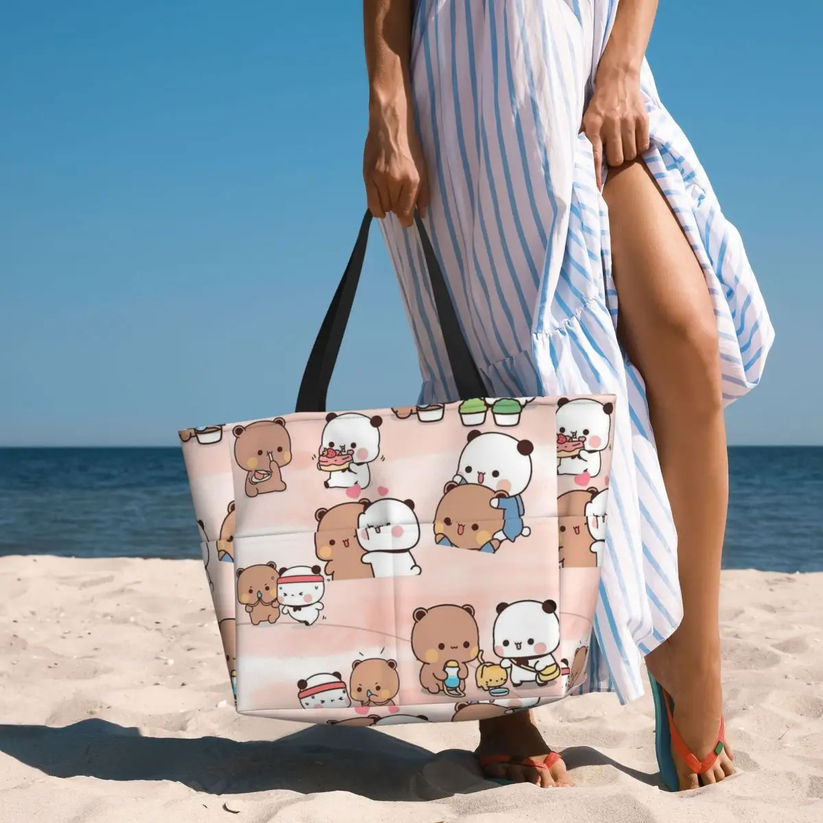 

Bubu Dudu Panda Bears Cartoon (1) Beach Tote Bag Sport Gym Yoga Duffle Large Tote Bag Women Travel Bag Fitness bag