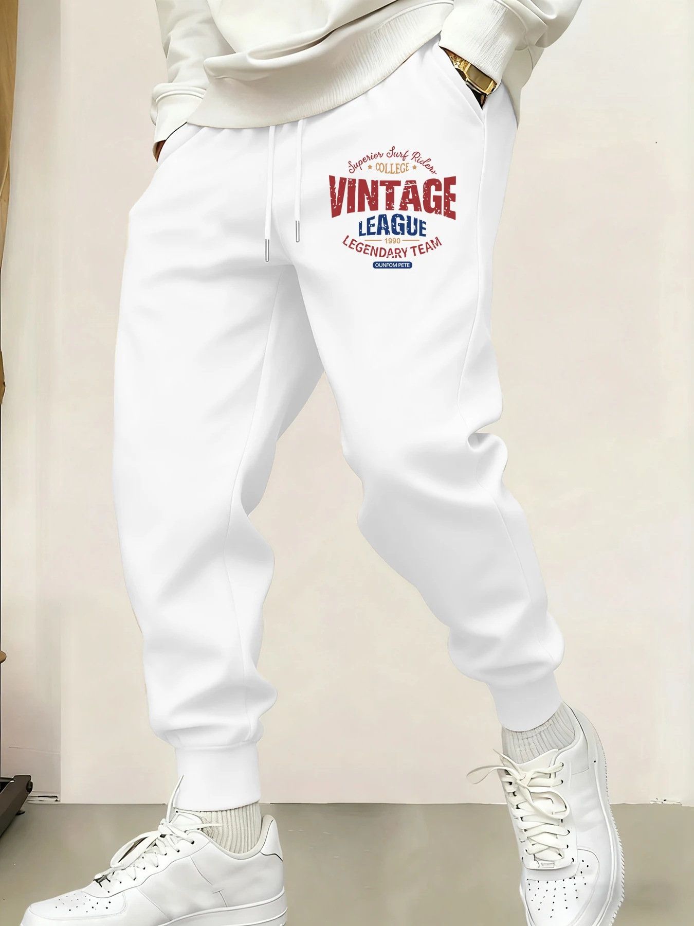 Vintage League Letter Prints Man's Sweatpants Fashion Hip Hop Trousers Joggers Multicolor Pants Fleece All-Match Long Pant