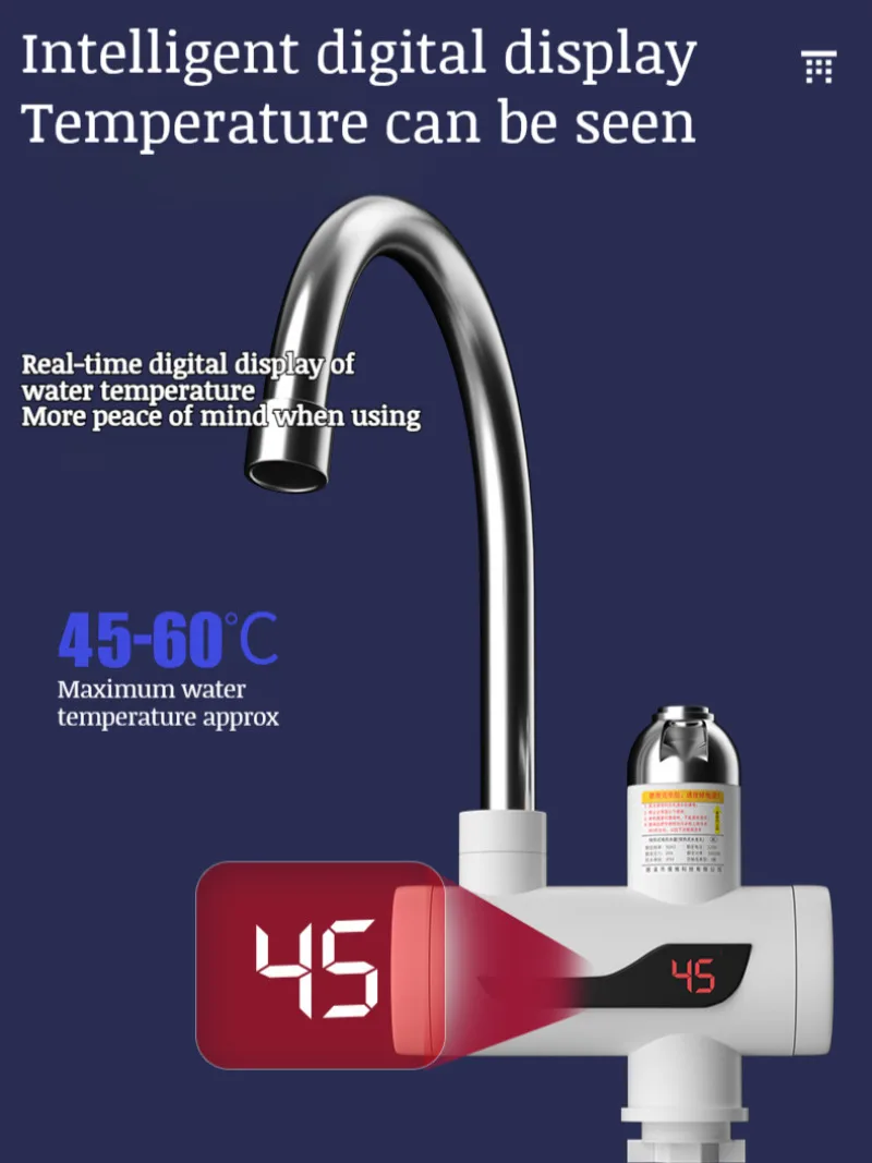 【EU Plug】Home Kitchen Instant Electric Faucet Water Inlet Speed Hot Water Faucet