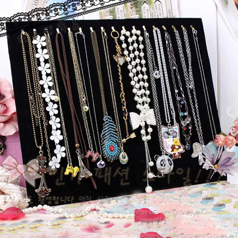 17 Hooks Necklace Display Stand Velvet Necklace Stand Earring Jewellery Display Stand Grid Shop Necklace Display Props