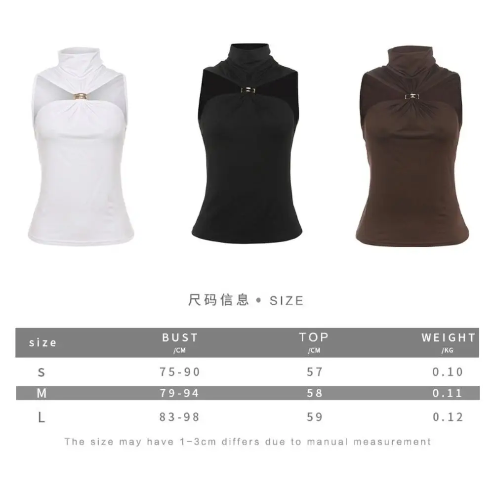Elegant Ruched Halter Neck Top Stretchy Solid Color Sleeveless Tank Top Cropped Metal Ring Sleeveless Halter Neck Crop Night Out