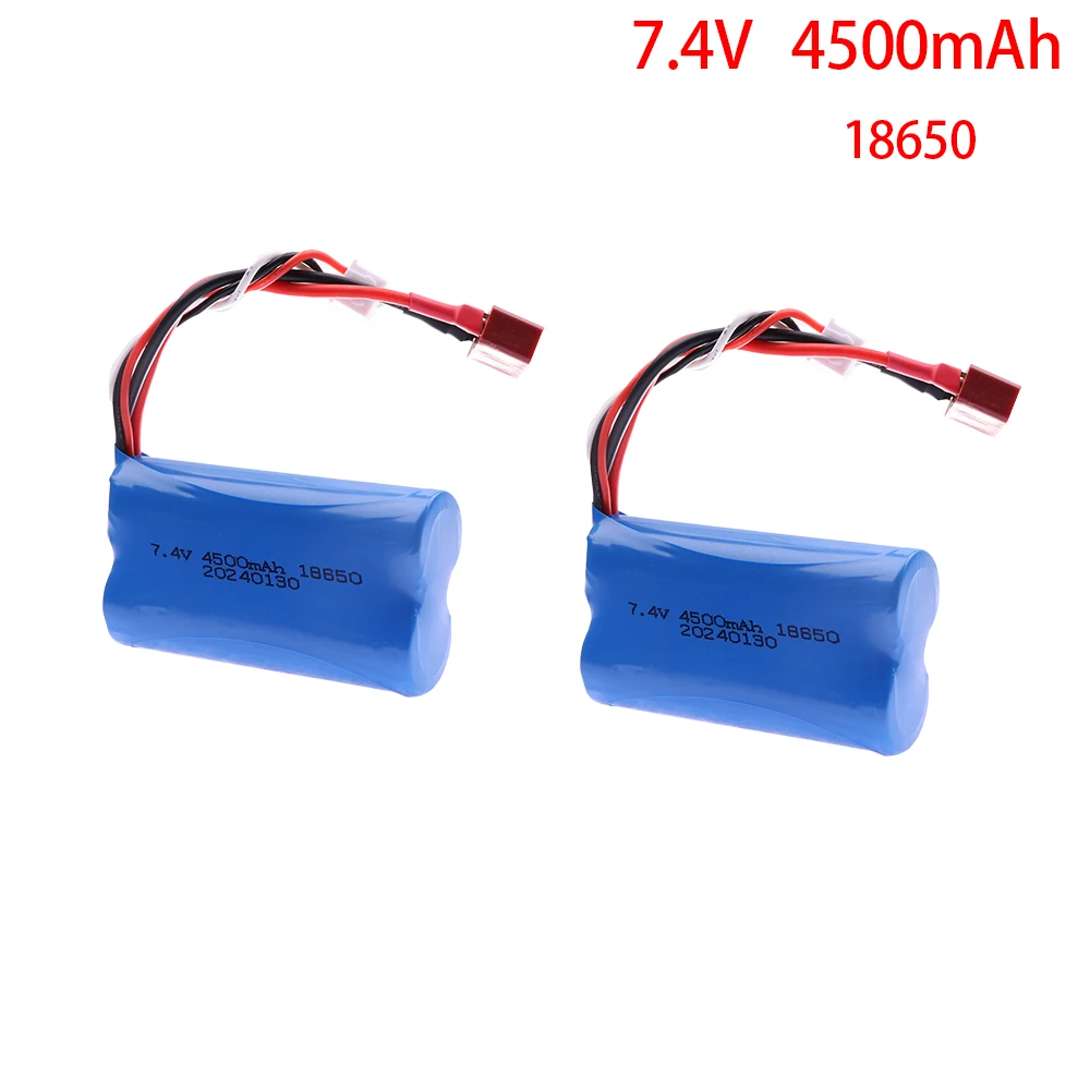 Upgrade 7.4V 18650 4500MAH  Battery for Wltoys 10428/12428/12423 / Q46 RC Car Spare Parts with charger 7.4V T plug for Power car