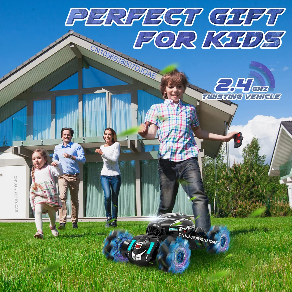 4WD RC Drift Car Off Road 2.4G Radio Remote Control Light Stunt Car 360° ° Obrotowy samochód wspinaczkowy Zabawka na świąteczny prezent dla dzieci