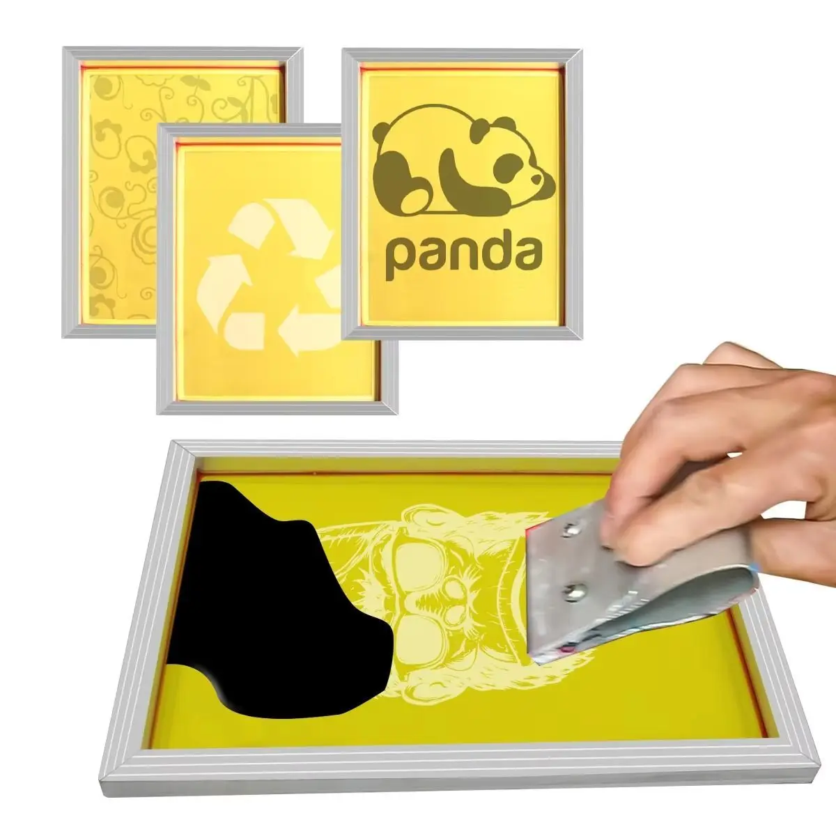 Aluminum Silk Screen Frame 43 × 31cm with 300 Mesh 120T Yellow Pre-Stretched Silk Screen Printing Frame for Printing Machine