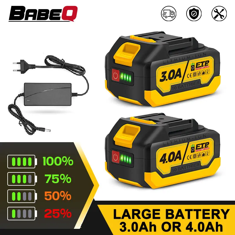 Babeq-bateria Recarregável para Furadeira sem Fio Rebarbadora Ficha eu Bateria Li-ion 15000mah Ferramentas Elétricas Makita 18v 20000mah