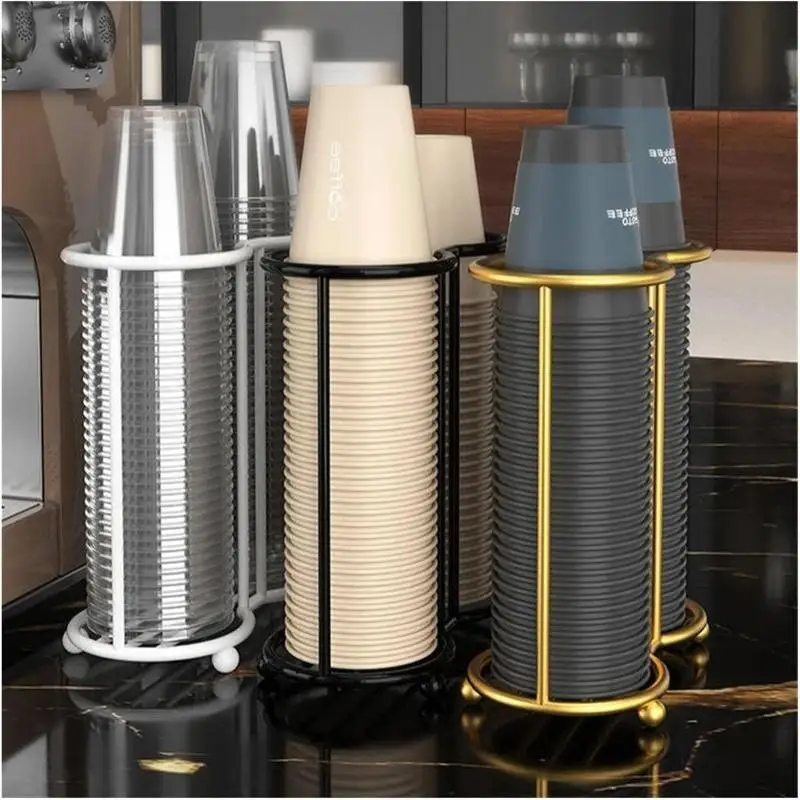 【HG】Metal Disposable Paper Cup Holder With Dual Slots Stable Base For Home Kitchen Office Coffee Station Daily Use