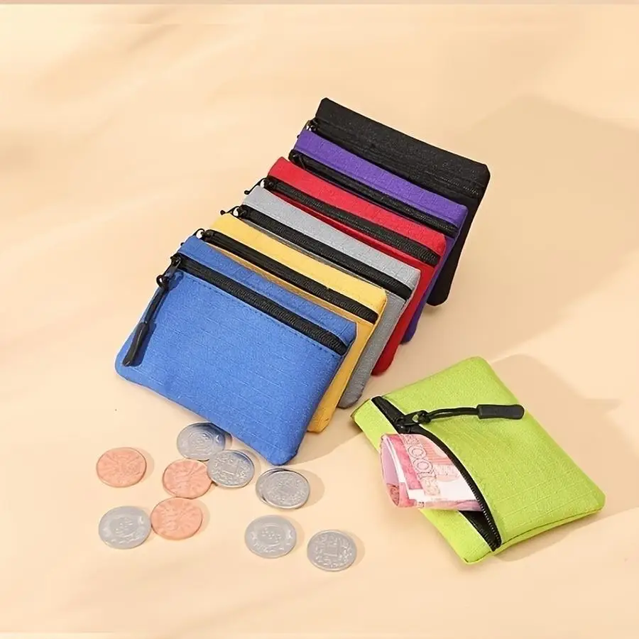 1/5/10/20/50/100pcs New Mini Multi-Color Oxford Cloth Coin Purse Solid Color Mesh Zipper Portable Coin Purse Student Card Holder