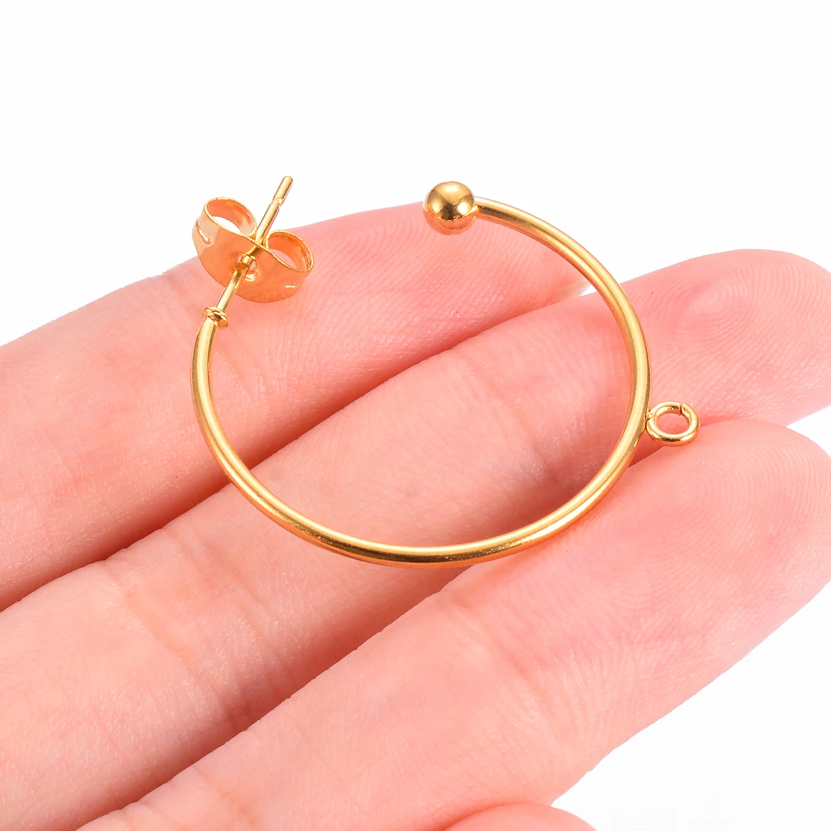 10pcs 15/20/25mm Gold/Silver Tone Stainless Steel Post Earring Connector Findings With Loop Diy Jewelry Making Supplies Dropship
