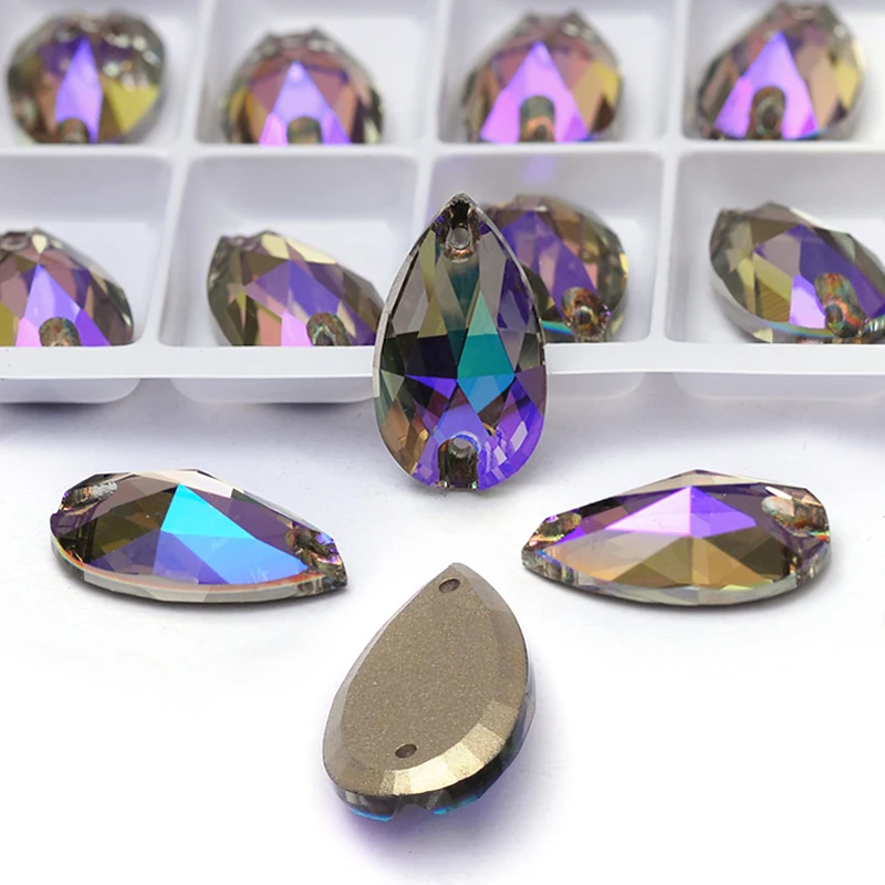 Pubrilex Ghost Light Stone Flache Kristalle zum Aufnähen, Alle Formen, Strasssteine zum Aufnähen für Hochzeitskleider, Anzüge, Kleidung, DIY – Detail 5