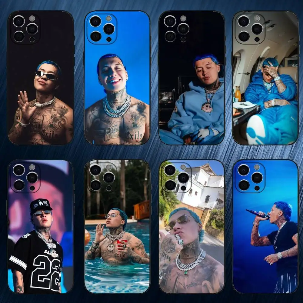 

B-Blessd C-Cantante Rapper Phone Case For iPhone 17,16,15,14,13,12,11 Plus,Pro Max, Black Silicone Cover