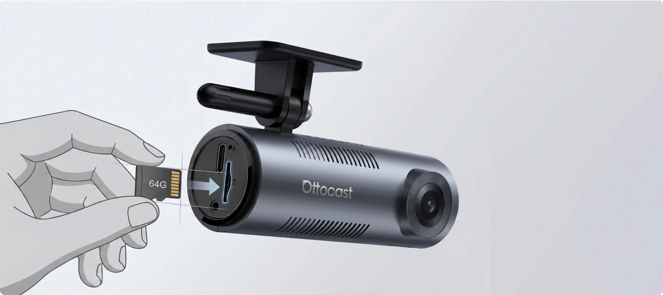 Ottocast OttoSafe Cam 2 in 1 Dash Cam Wireless CarPlay Adapter 2K 130° Wide Angle Night Vision Front Auto Recording Rear DashCam