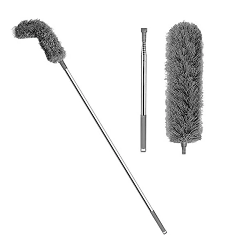 2Pcs Gutter Cleaning Brush Roofing Tool With Telescopic Extendable Pole 8.2Ft Guard Cleaner Tool Easy Remove Leave, Grey Durable