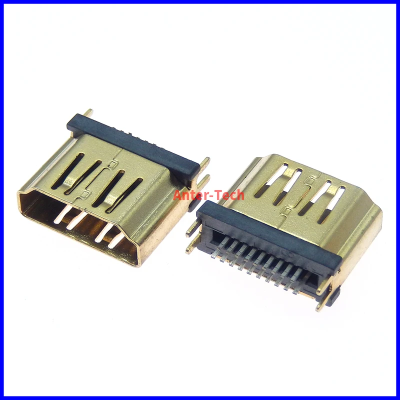 10PCS HDMI FEMale Jack/plug connector 19PIN 19P 1.6MM 180 Degree Gold-Plated hd 19 PIN