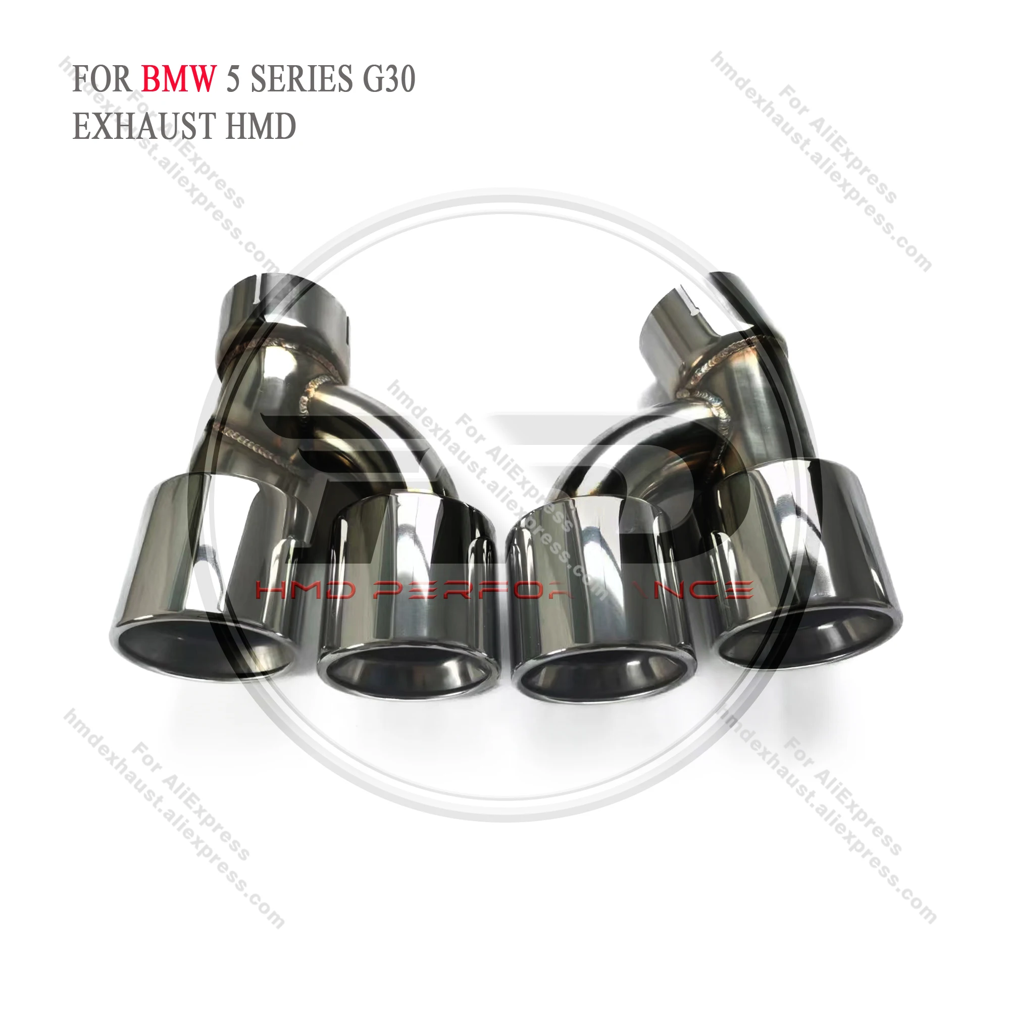 HMD Exhaust Tips For BMW 5 Series G30 Upgraded 4-outlet exhaust tips, carbon fiber material, chrome plated bright silver