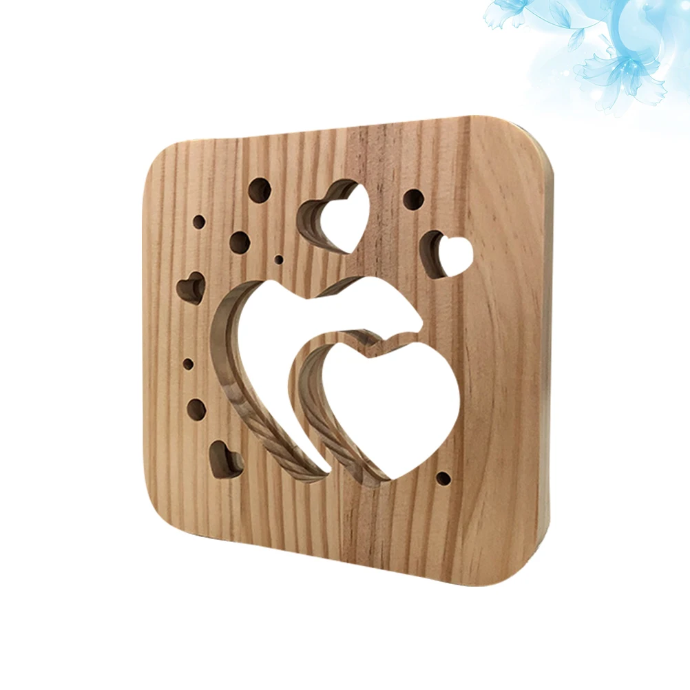 

Wooden Hollow Heart Night Light Two Hearts Creative Bedside Table Lamp Baby Nursery Ambient Light Birthday Valentine