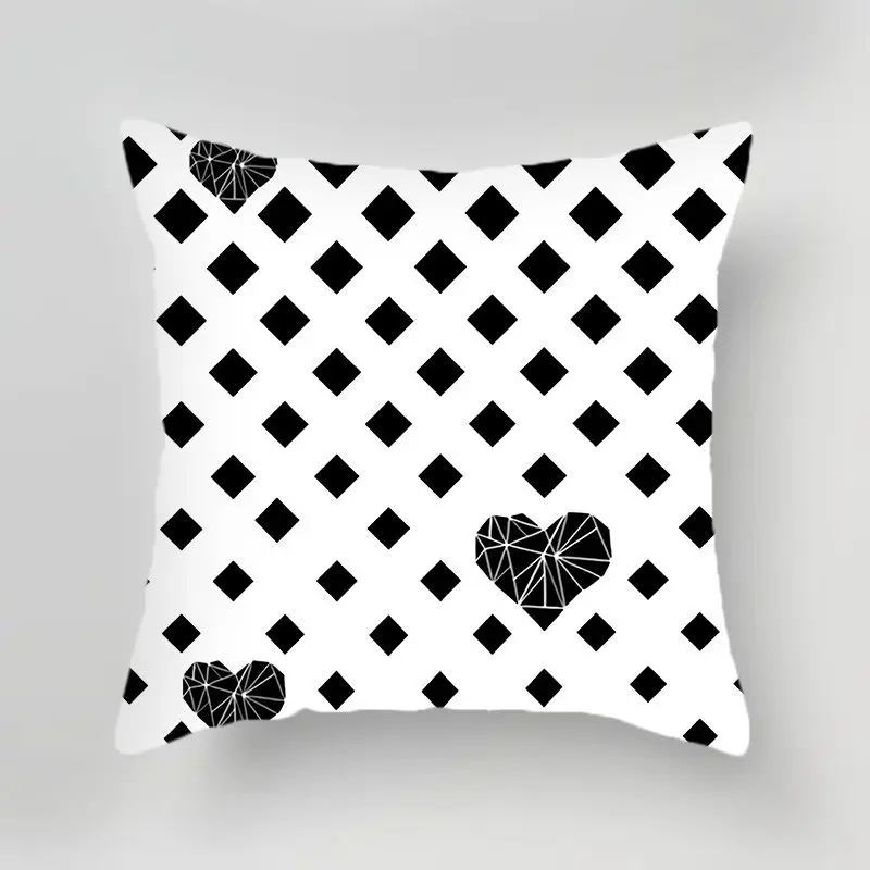 Nordic minimalist geometric black and white polyester cushion cover for home living room sofa car decoration pillowcase 45x45cm