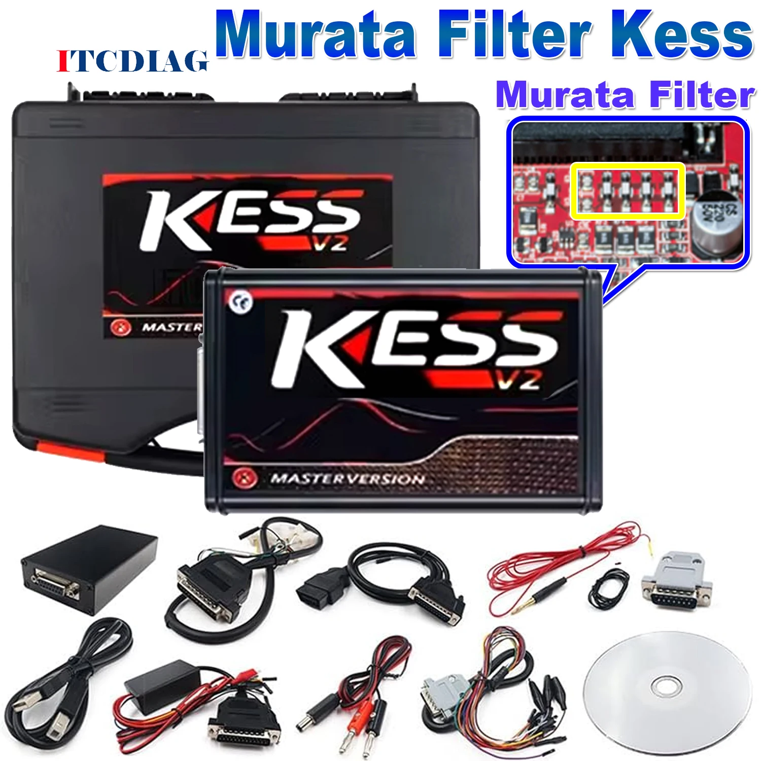 

Murata Filter Kess V5.017 SW V2 V2.80 & KTAG V7.020 4 LED Online EU Red KESS KTAG OBD2 Tricore Car Truck ECU Chip Tuning Tool