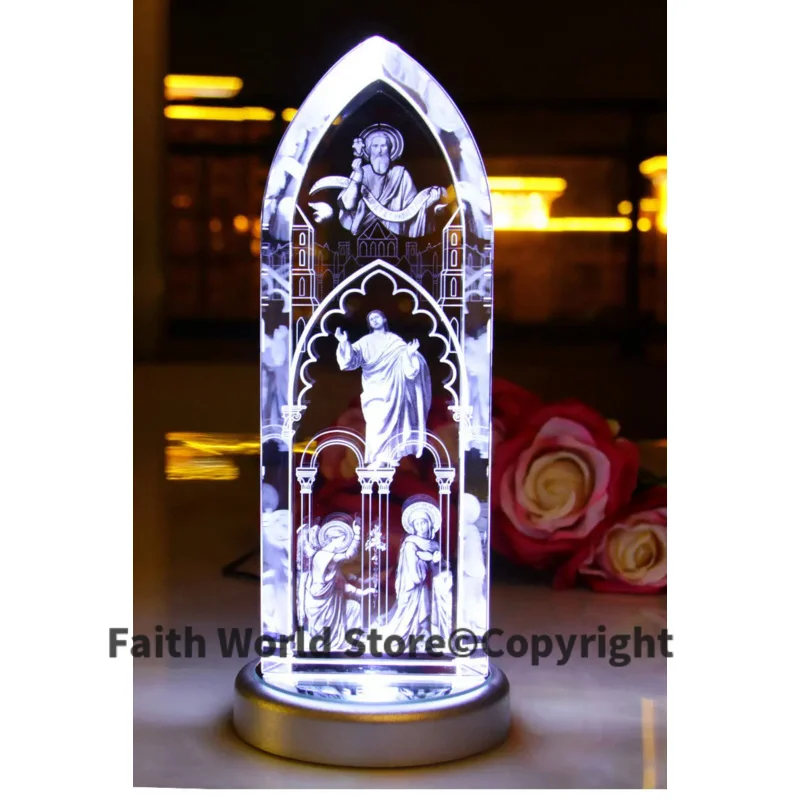 2025 offer best gift Catholic Christianity Religious Jesus Christ Advent Rush God Blessing Madonna 3D Crystal Image statue