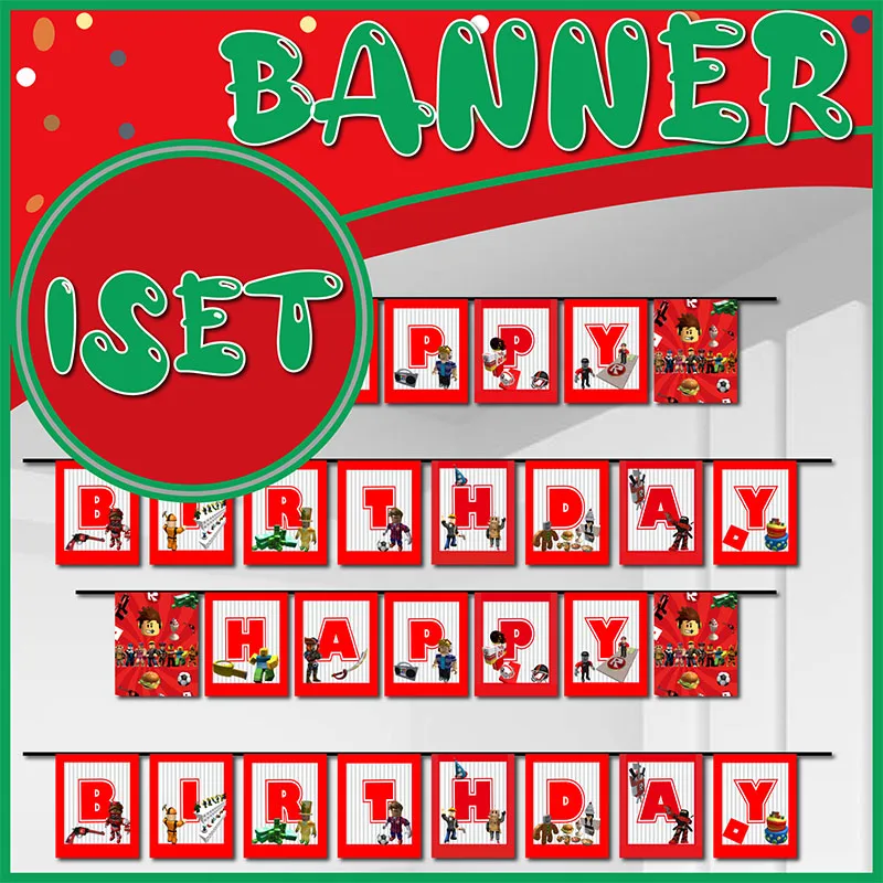 Roblox Birthday Party Decorations Robot Banner Baby Shower DIY Party Supplies Tableware Gift Bag Backdrop Banner Boys