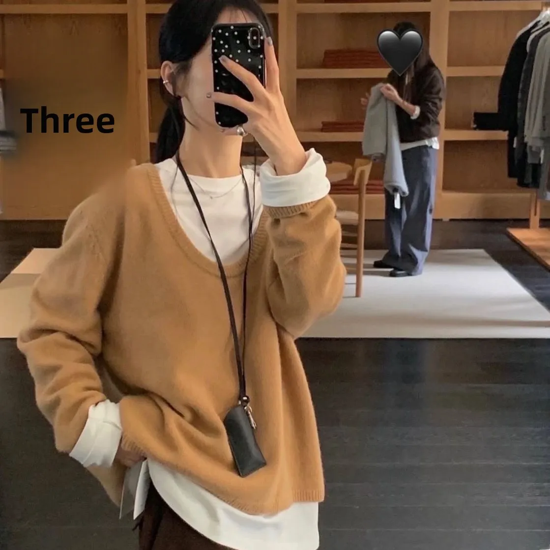 

Моугольный шерстяной вязаный свитер U-Ne, повседневный женский свитер, осенне-зимняя внутренняя одежда, удобный мягкий на ощупь, обычный Thi