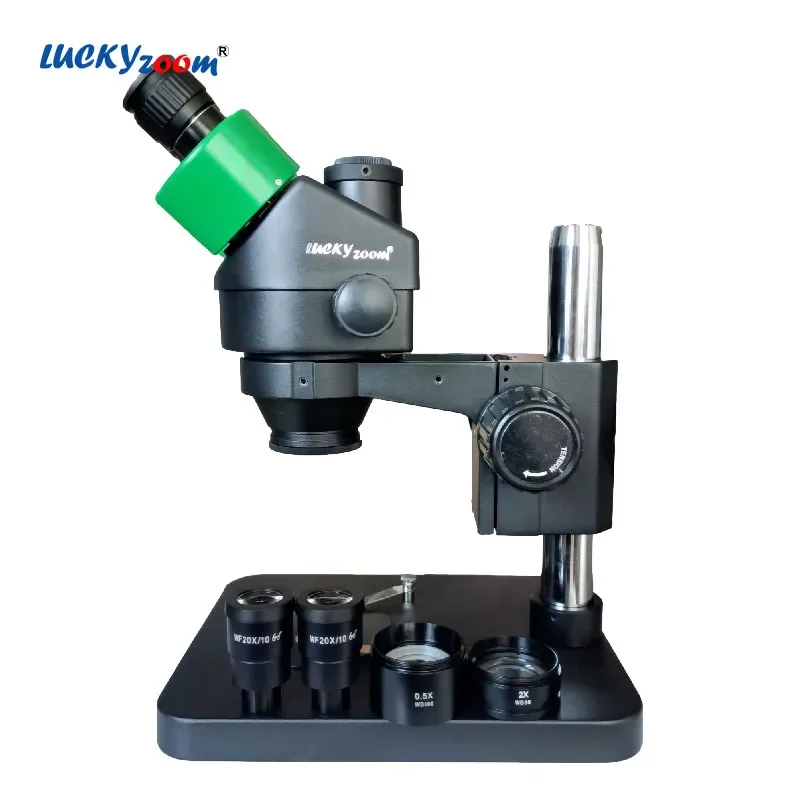 

3.5X-180X Simul Focal Trinocular Microscope Complete Acessories Black Green Stereo Microscopio 20X Eyepiece 76MM Focus Rack