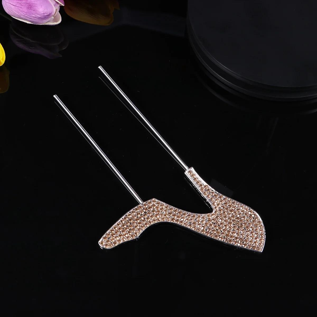 

1Pcs Rhinestone Cake Topper High-Heeled Shoes Glitter Alloy Birthday Party Cupcake Food Picks Decoration Supplies Gold