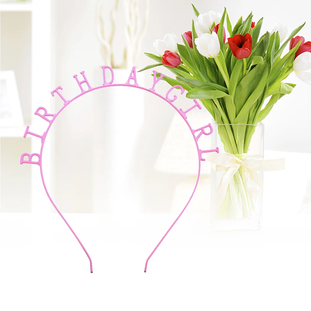 

Letter Headband For Birthday Party Decor Pink Hair Accessories Birthday Zinc Alloy Tiara Headband Hair Styling