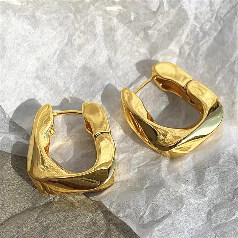 kshmir Twisted geometric U-shaped earrings fashionable metal earrings daily commuting simple geometric jewelry