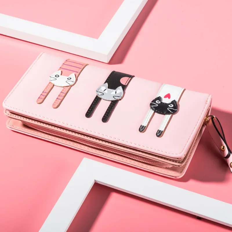 

Cartoon Cat Women Wallet PU Leather Women Short Wallet Brand Designed Coin Purse Female Card Holder Cute Girl Wallet