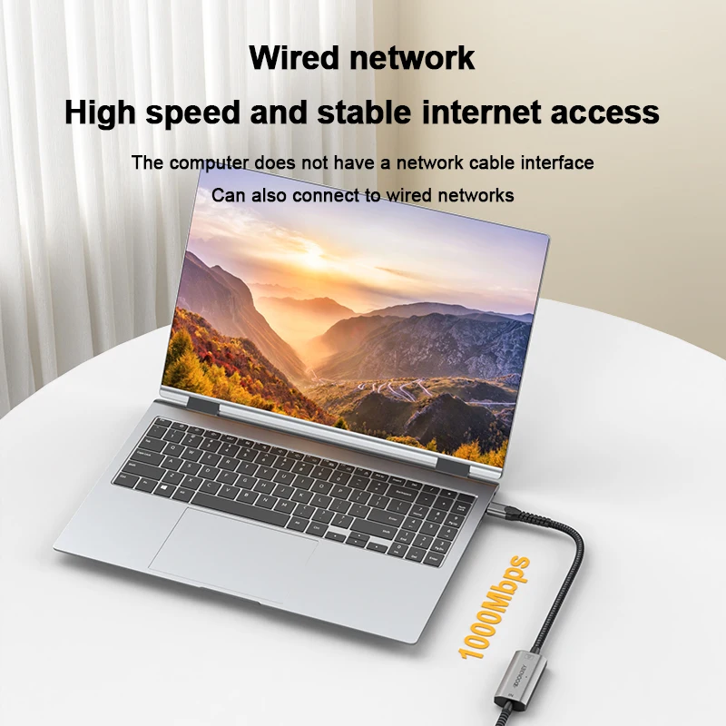 Angle USB C to Ethernet Cable 1000Mbps Type C to RJ45 Gigabit LAN Network Adapter Cable for MacBook Pro/Air iPhone 15 16 Series