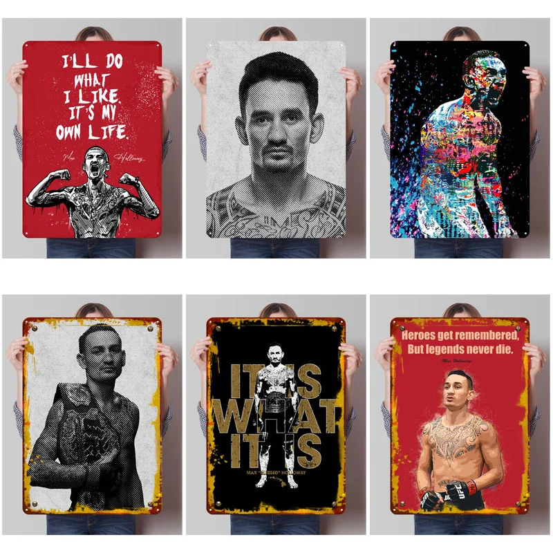 Max Holloway Tinplate Sign Sports Metal Posters Gaming Room Decoration Custom Metal Signs for Wall Art Decoration Decor Home