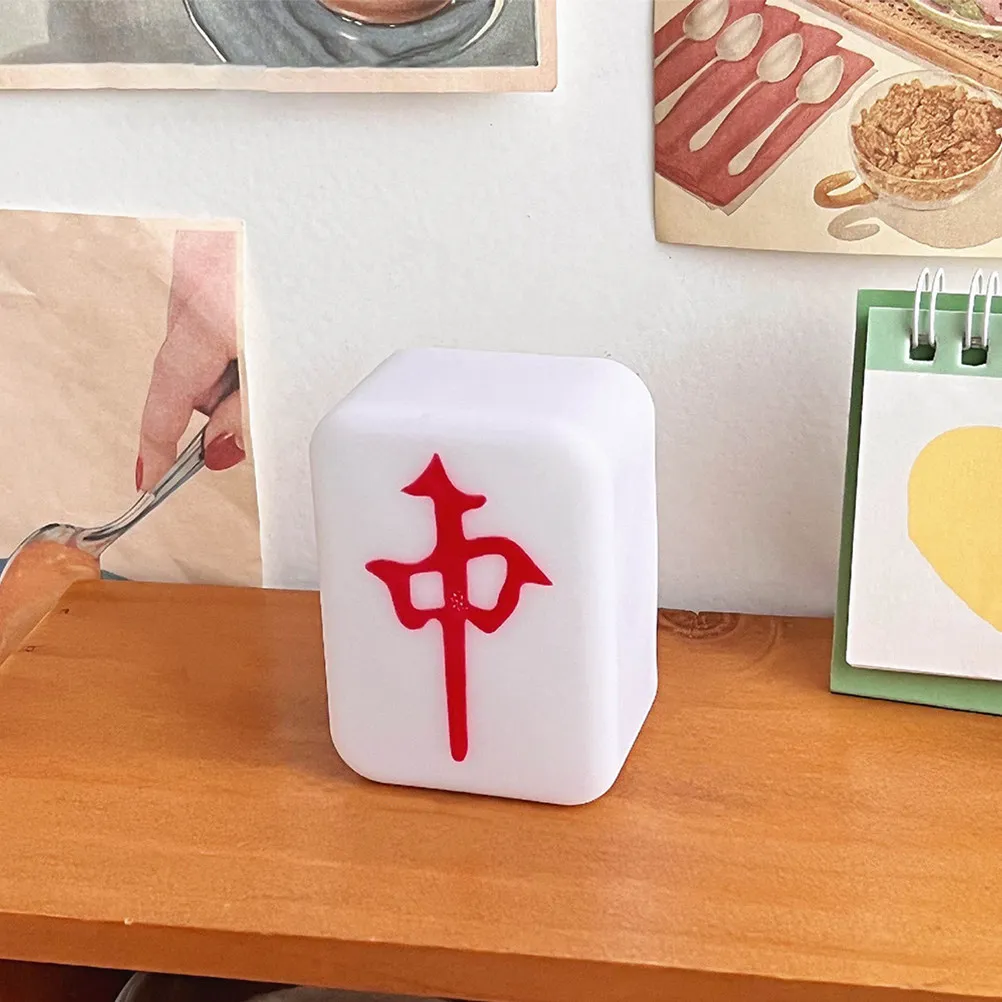 2Pcs Mahjong Shaped Night Lamp Creative LED Bedside Light Warm White Illumination Desktop Decor for Bedroom Room Indoor