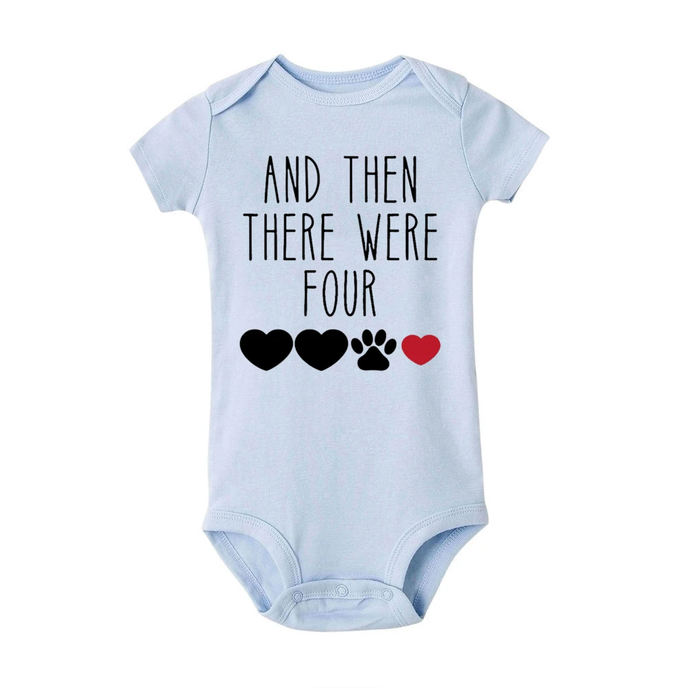 赤ちゃんの半袖ボディスーツ,妊娠発表服,幼児服,ジャンプスーツ,新生児ロンパース,私たちが4つのプリントをした後