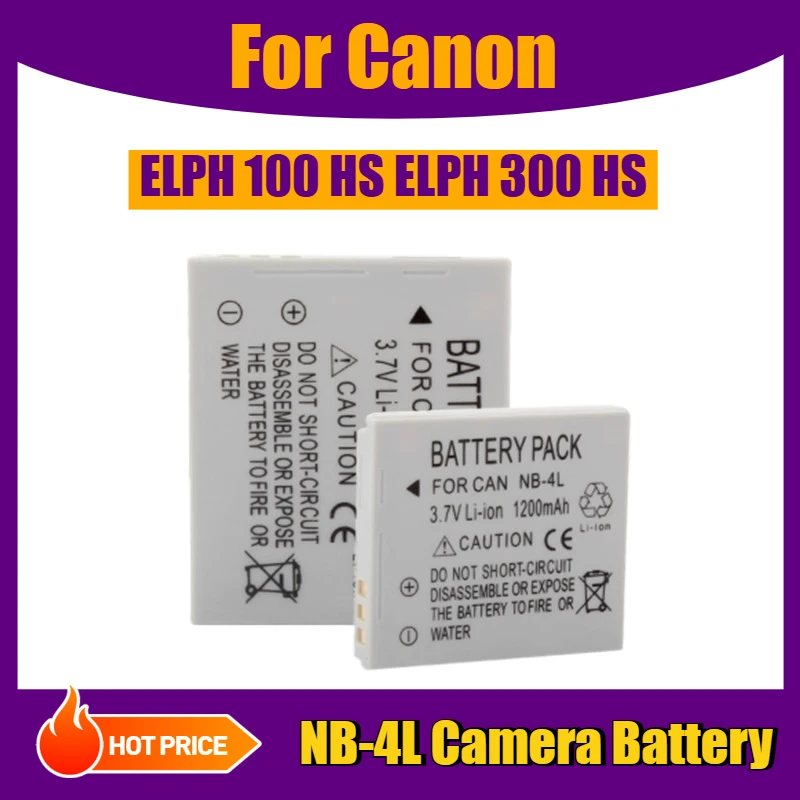 

NB-4L Camera Battery 3.7V 1200mAh for Canon ELPH 100 HS ELPH 300 HS