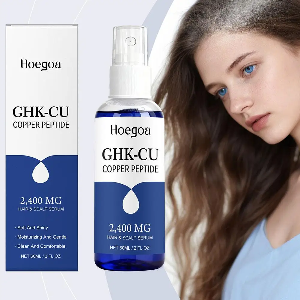 60ml GHK Cu Copper Peptide Hair Serum Spray Deep Nourishment Fast Absorbing Moisturizing Strengthen Roots