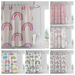 Home shower curtains bathroom Decora waterproof fabric non-slip bathmat water absorption curtain Modern nordic rainbow cute